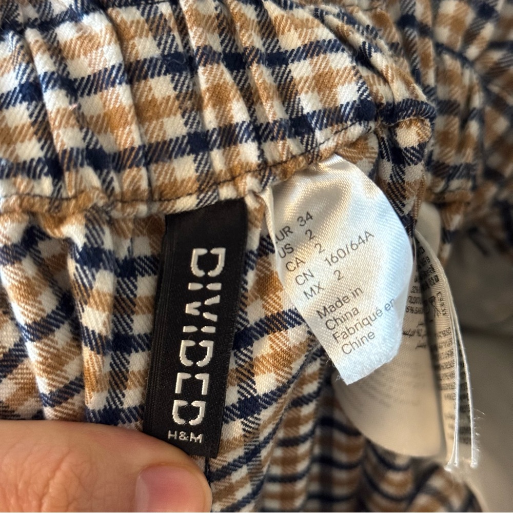 Divided H&M Pants Check Plaid High Rise Belted Preppy - Picture 8 of 9